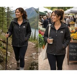 EMS Eastern Mountain Sports Womens Small Black Full Zip Windbreaker Jacket S